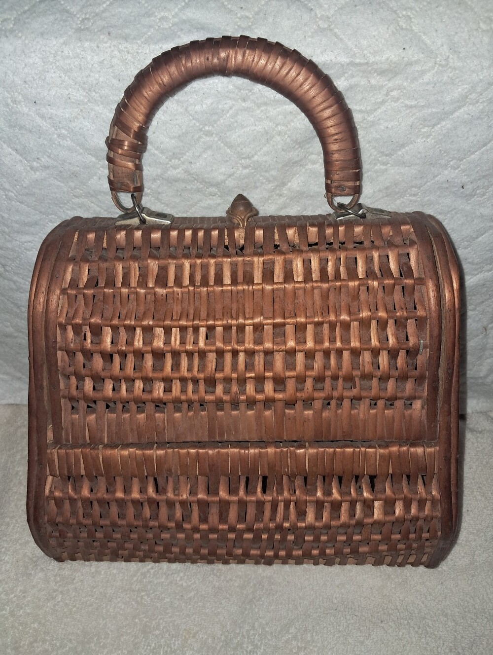 Woven Top-Handle Women's Bag in Brown